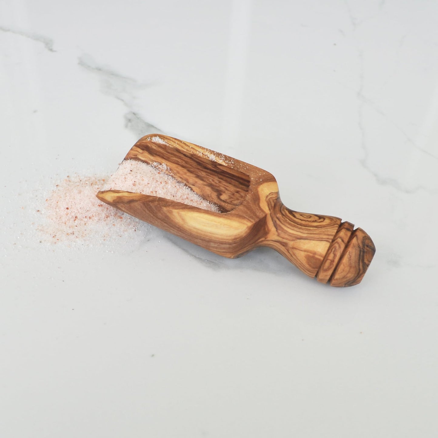 Naturally Med Olive Wood Large Salt Scoop/Bath Salts/Coffee/Flour/Kitchen Scoop