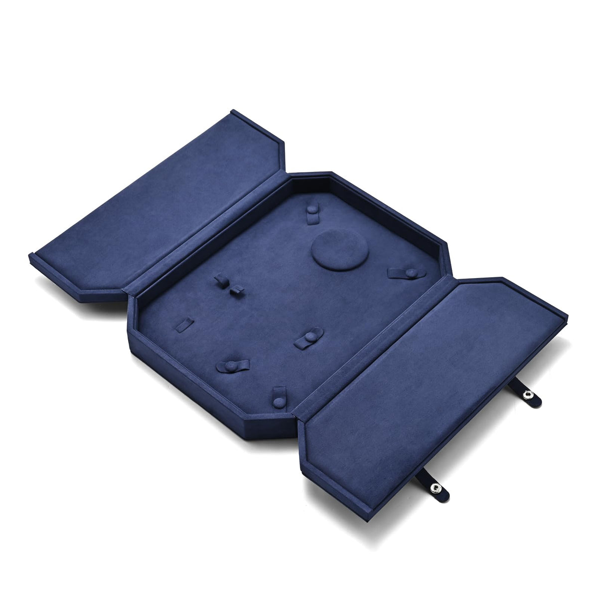 Oirlv Navy Blue Velvet Jewelry Set Storage Box, Luxury Organizer for Necklaces, Bracelets, Rings & Earrings, Elegant Gift Case
