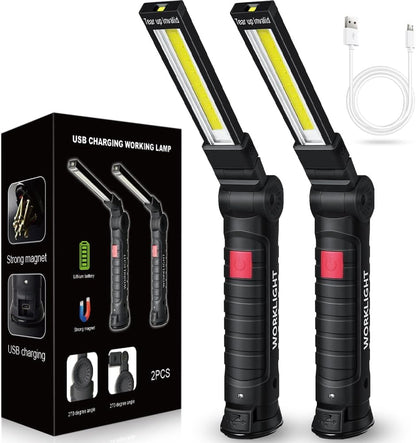 Tool Fathers Day Dad Gifts for Men Him Husband, LED Rechargeable Work Light for Mechanic with Magnetic Base Hook, Grill Light Inspection Flashlight 5 Modes 360° Rotate Car Repair Emergency Birthday