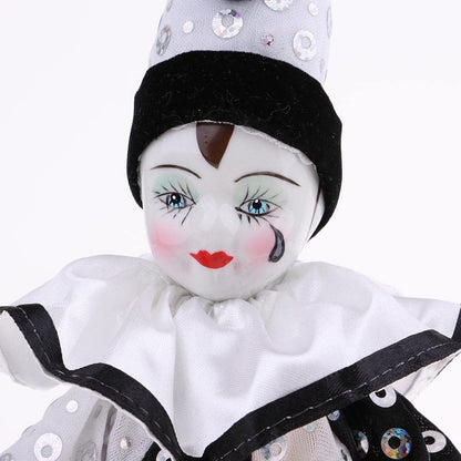 DYNWAVE 9inch Clown Doll - can Sitting & Standing, Hand Painted Harlequin Doll Display Decoration,Valentin Gift