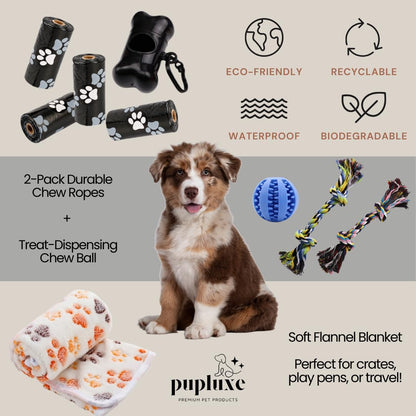 PupLuxe Puppy Starter Kit - Black 22 Piece Dog Training Kit | Great Puppy Gift for First Time & Experienced Owners | New Dog Bundle
