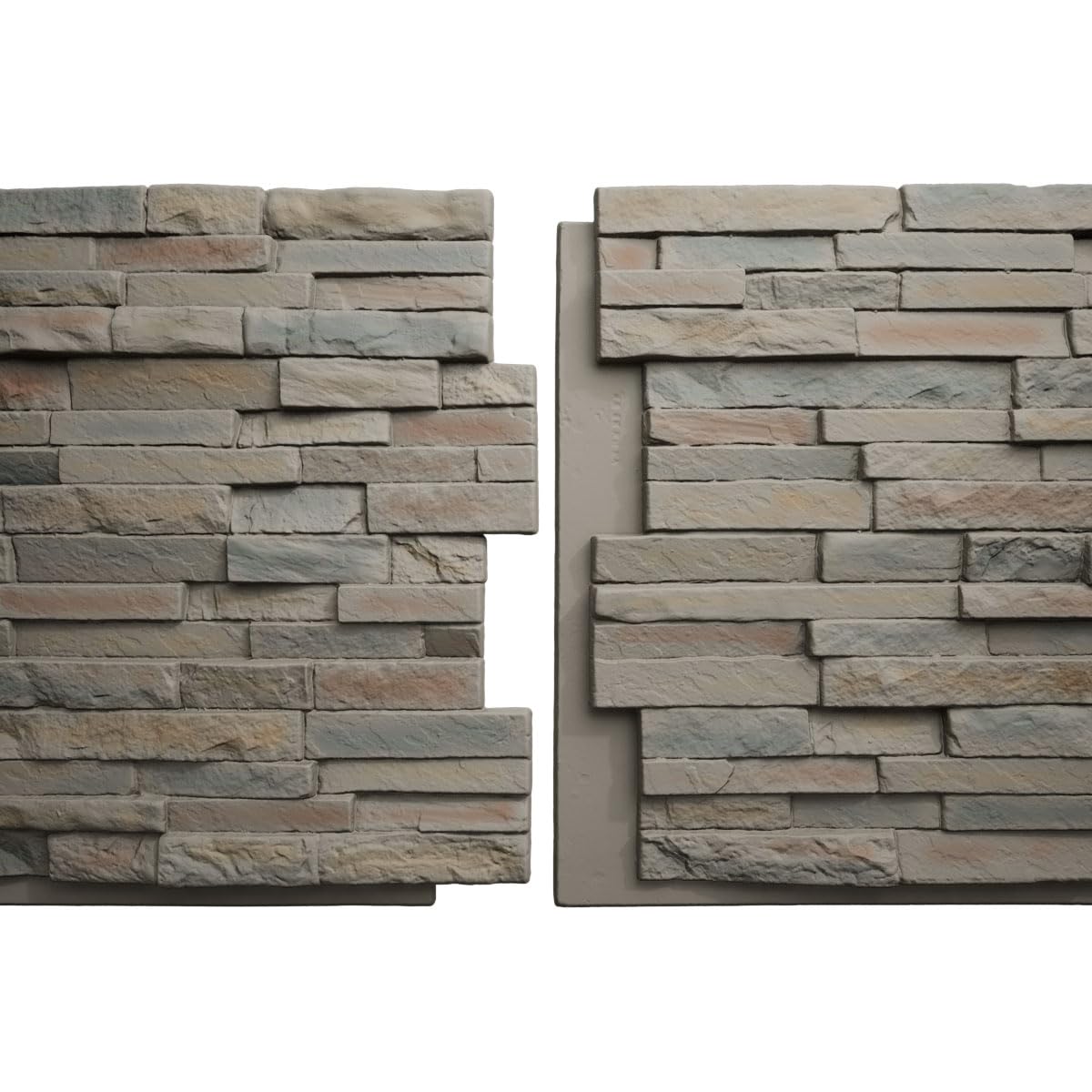 EverStone Eldorado Faux Stone Panel, 48"W x 25"H x 1"D, Harbor Mist Color