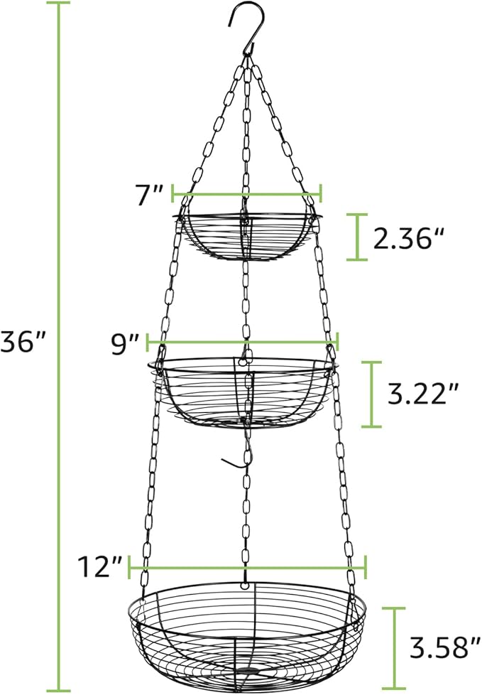 HULISEN 3 Tier Hanging Fruit Basket