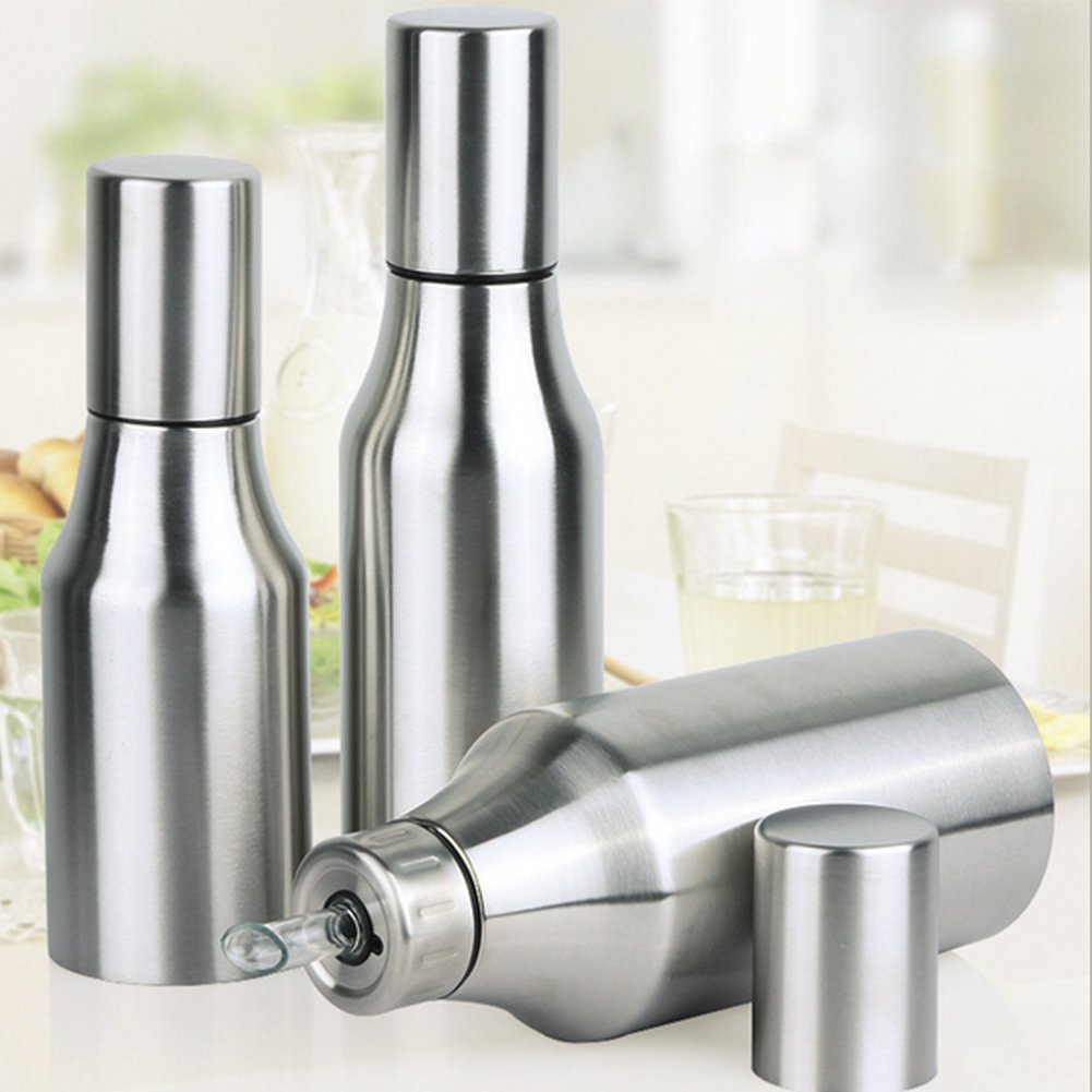 Flyboo Olive Oil Dispenser 17oz Oil Bottle Stainless Steel Leak Proof Olive Oil Decanter for Kitchen