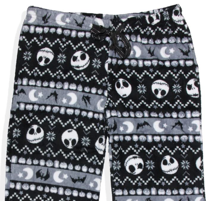 The Nightmare Before Christmas Women's Jack Skellington FairIsle Minky Plush Pajama Pants (X-Large)