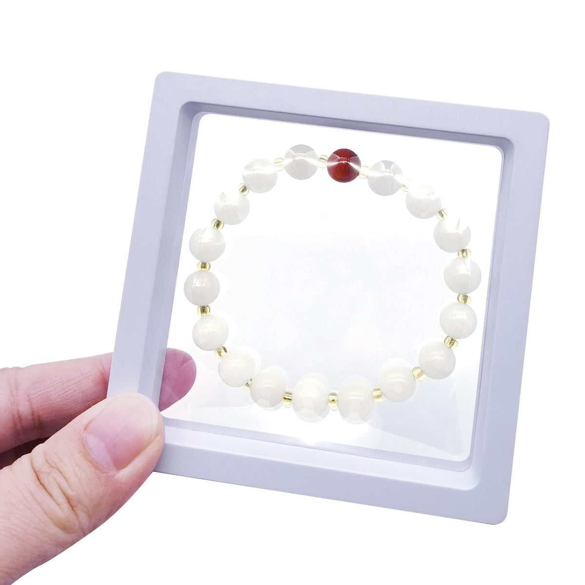9PCS 3D Floating Display Case, Challenge Coin Display Stand Holder Frames Transparent PE Jewelry Storage Box Large Suspension Frames for Medal, Medallion, Stamps (White)