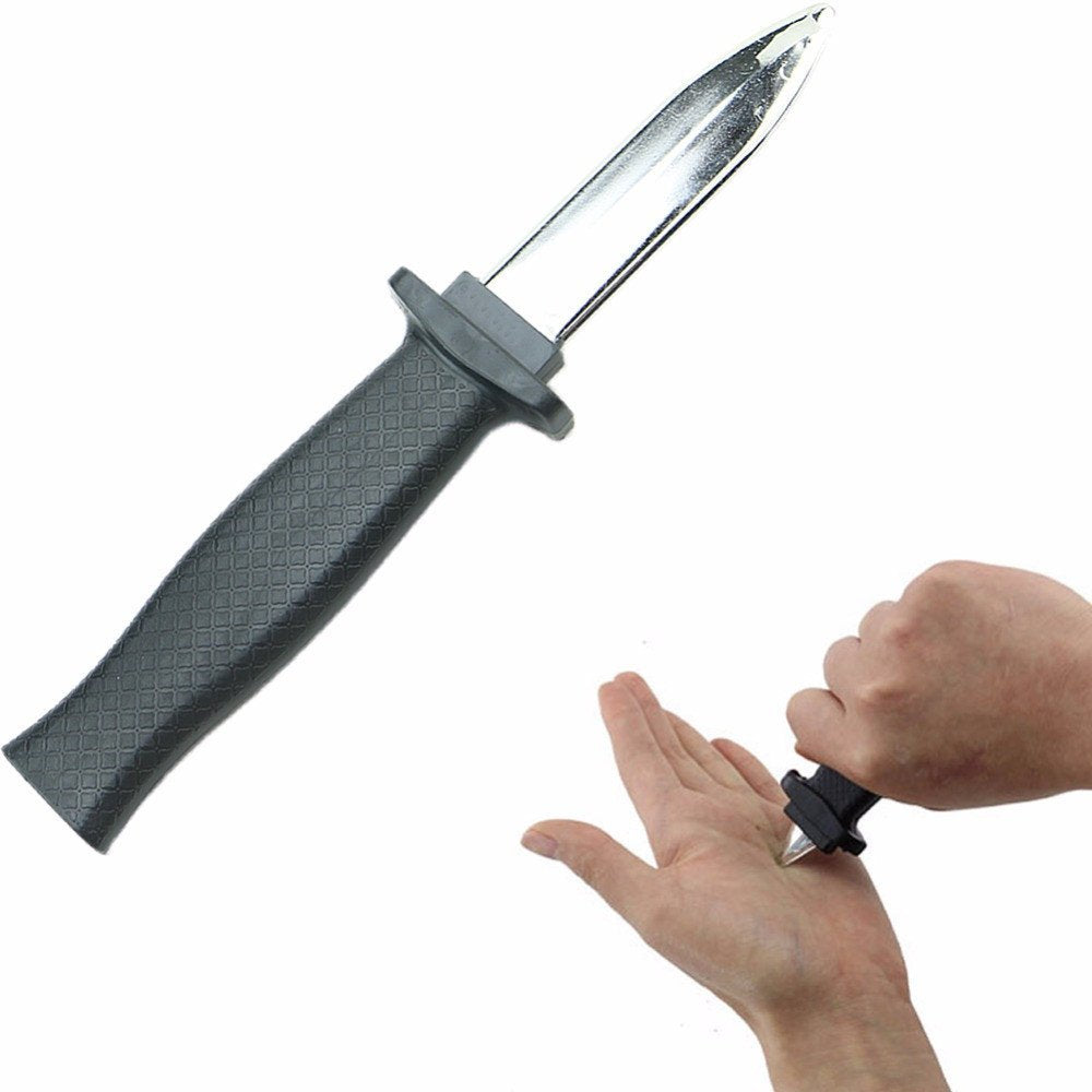 Wendy Mall 2 PCS Retractable Knife Joke Trick Halloween Props Toy Disappearing Dagger Fake Plastic Blade Magic Toy