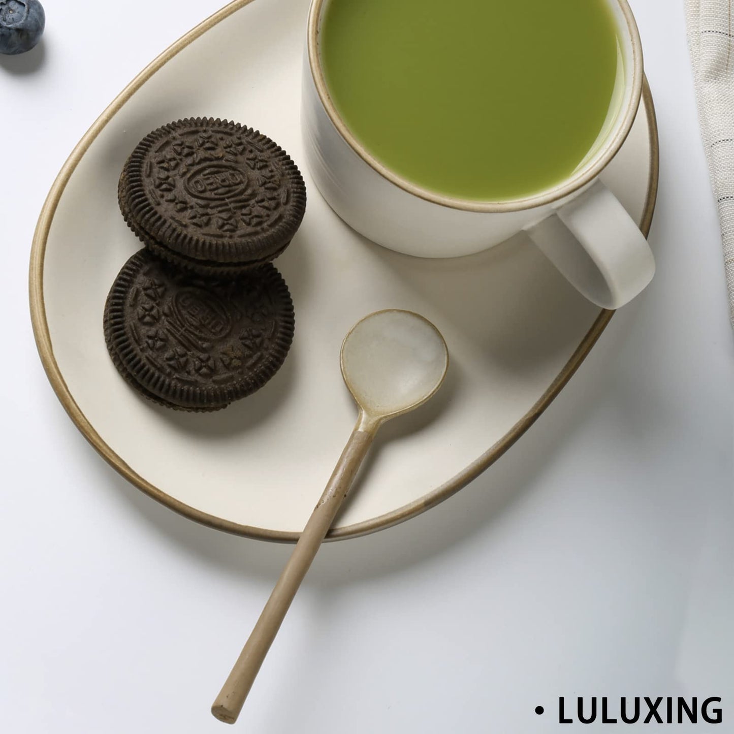 luluxing Ceramic Small Coffee Spoon 4.5inch Retro Small Porcelain Spoon Mini Teaspoons For Coffee Sugar Dessert Cute Tableware Pack of 3