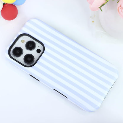 flewfun Magnetic for iPhone 16 Pro Max Case Cute Stripes Phone Case, Shockproof Slim TPU and Hard PC Protective Phone Cover Compatible with MagSafe Designed for Women Girls, Blue and White