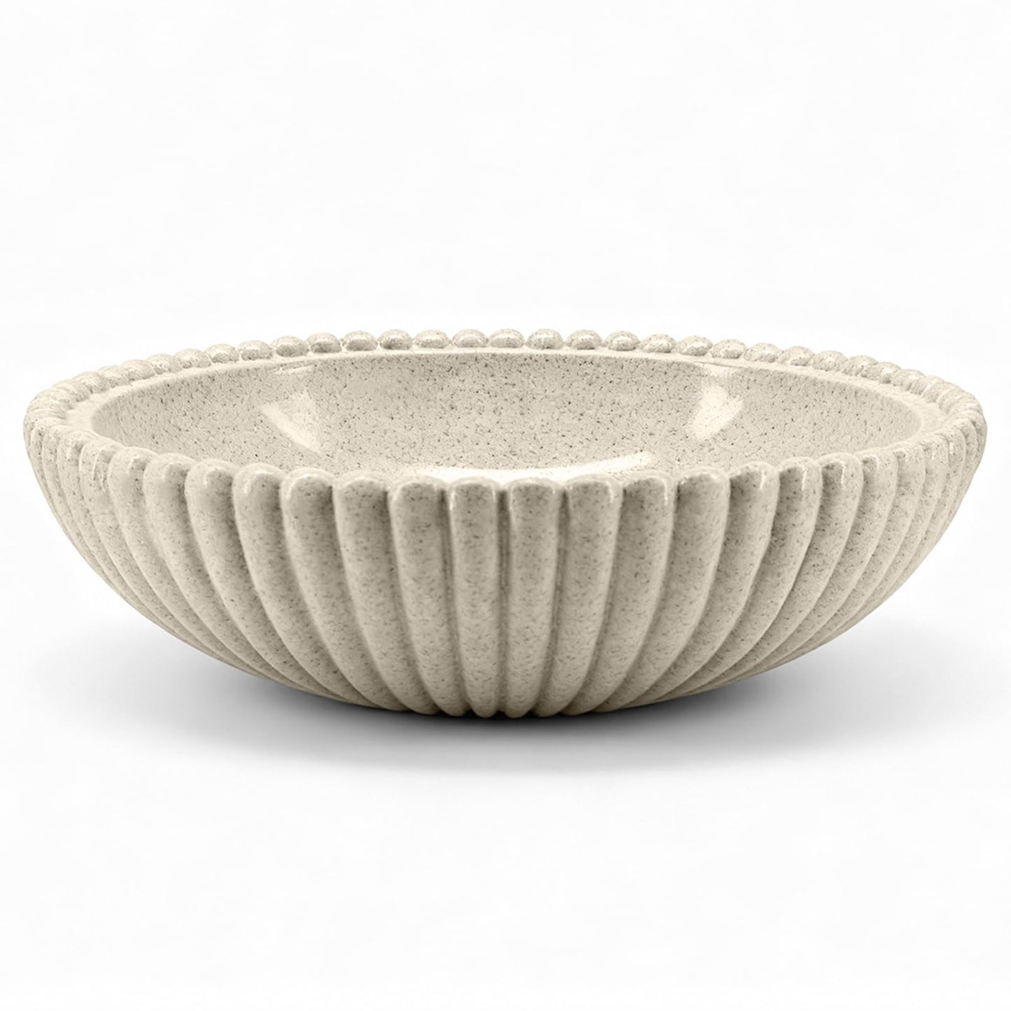 Richtmall Large Resin Decorative Bowl 12 Inch, Fruit Bowl Sandstone Ruffle Key Bowl for Coffee Table Shallow Centerpiece Bowl Catch All Bowl for Kitchen Counter, Entryway, Living Room