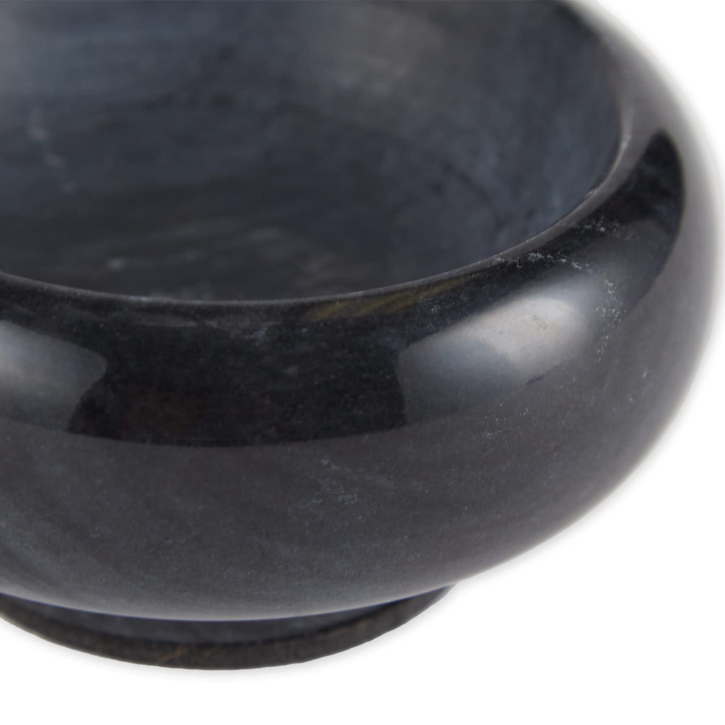 RSVP International Herb & Salt Containers for Countertop Polished Marble Dish/Bowl, 2.75" Diameter x 1.5", Black