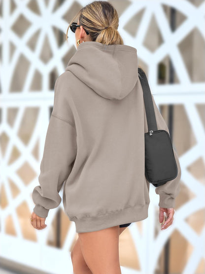 AUTOMET Oversized Sweatshirt for Women Fall Outfits 2025 Fleece Casual Hoodies Sweaters Long Sleeve Fashion Shirts with Pockets CoffeeGrey M