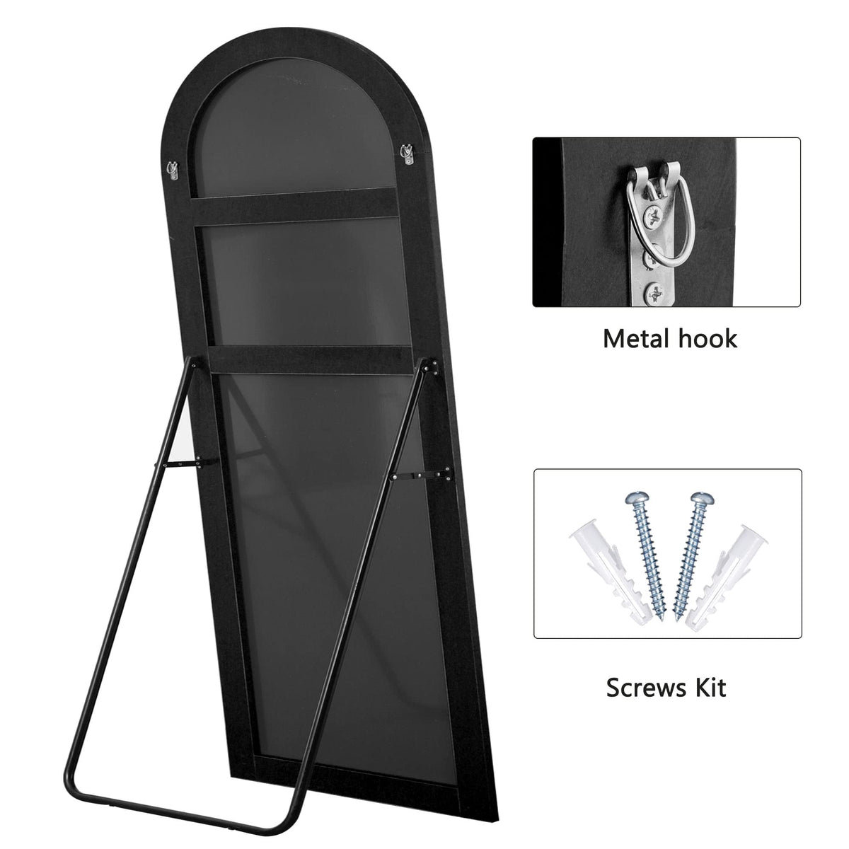 Trvone Arched Full Length Mirror, Wooden Thin Fram,71"x28"Full Body Mirror, Hanging or Leaning Against Wall, Bedroom Mirror, Floor Mirror, Dressing Mirror, Black