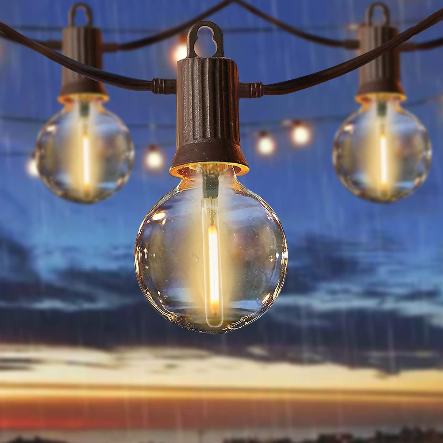 ZOTOYI LED Outdoor String Lights Mains Powered, 50Ft Waterproof IP65 Garden String Lights, 25+2 G40 Globe Bulbs(2 Spare), Shatterproof Festoon Lights for Outside Bistro Backyard Party Cafe