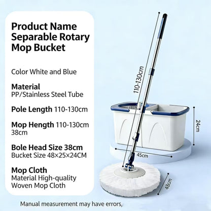 Spin Mop Bucket with Wringer, Mop with Bucket Set Includes 3 Replacement Pads, Durable Mop Bucket for Home Floor Cleaning