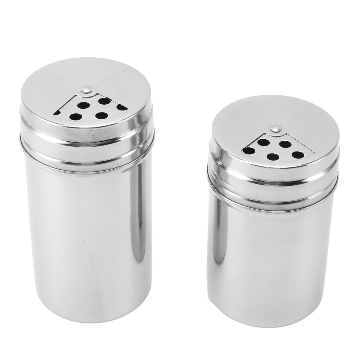 OEBUAFI 2 Piece Seasoning Shakers, 304 Stainless Steel Salt and Peppers Shakers with Mesh Sieve for Salt Peppers Sugar, Seasoning Dispenser Container with Adjustable Pour Holes (Type 3)