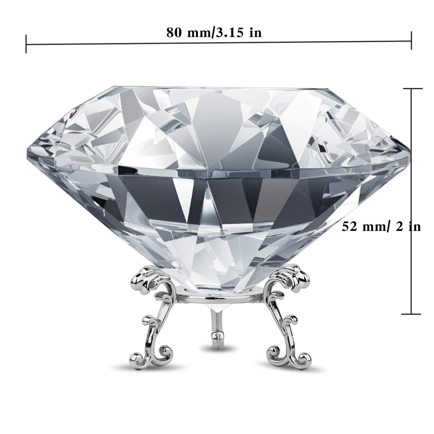 Adwikoso Large Crystal Diamond Paperweight with Stand Jewels Wedding Decorations Centerpieces Home Decor 3.15 inch (Clear)