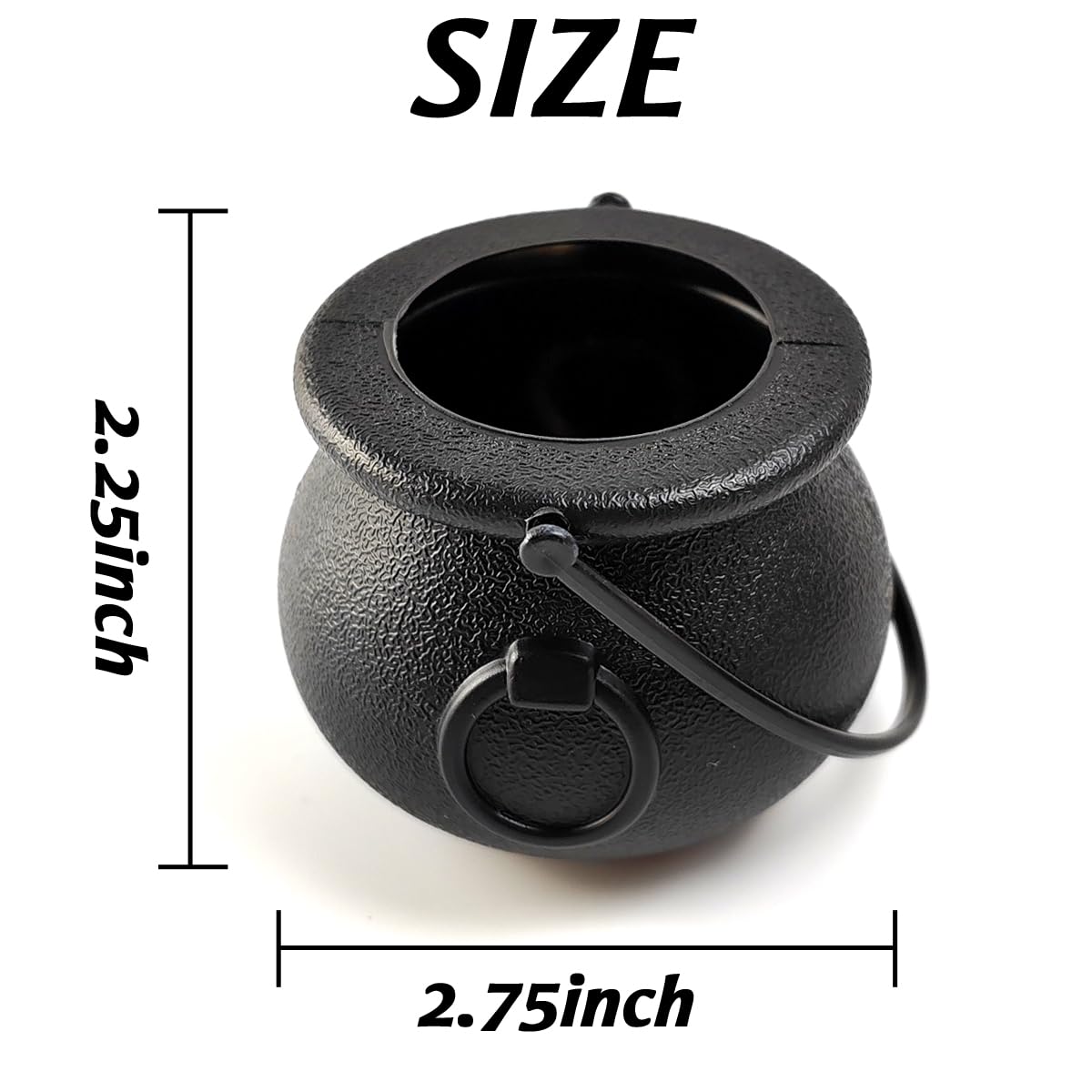 TIHOOD 12PCS 2.75” Spooky Halloween Candy Cauldrons - Mini Black Cauldron Children Bucket Toys for St. Patrick’s Day Pot of Gold, Trick or Treat, Halloween Decoration and Kid Birthday Party Favors