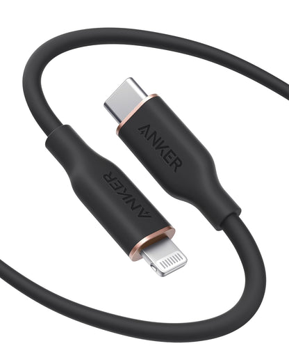 Anker USB C to Lightning Cable, MFi Certified Powerline III Flow Silicone Charging Cable for iPhone 13 13 Pro (Cloud White, 6ft)