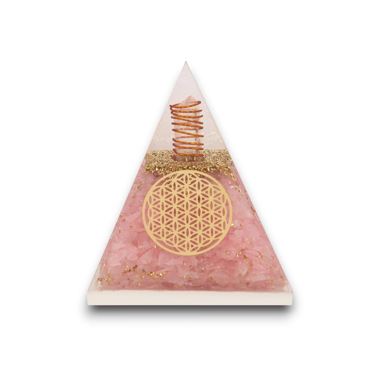 Agate Mart Rose Quartz Pyramid - Healing Crystals for Success - Amplify Meditation with Orgonite Energy, Includes Black Tourmaline Pendant