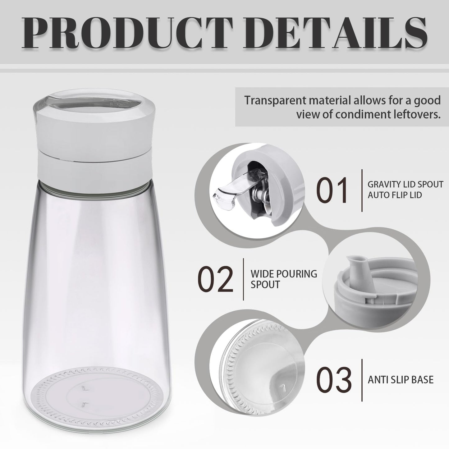 Sekonow 1Pack Glass Sugar Dispenser with Auto Flip Pour Spout, Weighted Pourer Sugar Container, 14.2oz Sugar Bowl Shaker Jar Salt Dish Holder Coffee Bar Accessories