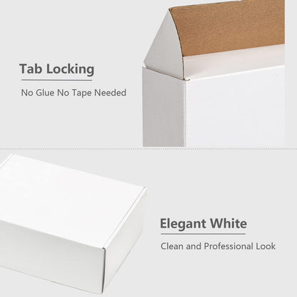 Timirog Shipping Boxes 13x10x3 Inches 20 Pack White Corrugated Cardboard Mailing Box for Small Business, Tab Locking Literature Mailer Packaging Supplies for Packing Book Gifts Craft