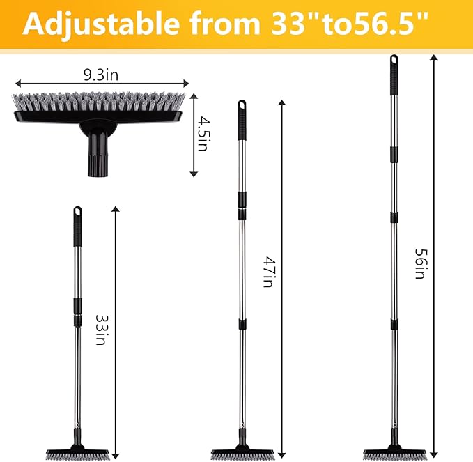 ITTAHO 2 Pack Grout Brush with Long Handle, Swivel Cleaning Grout Line Scrubber
