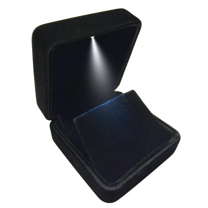 GBYAN Velvet Earring Box with LED Light, Stud Earring Gift Box Jewelry Display Case for Proposal,Engagement, Wedding and Birthday,Black