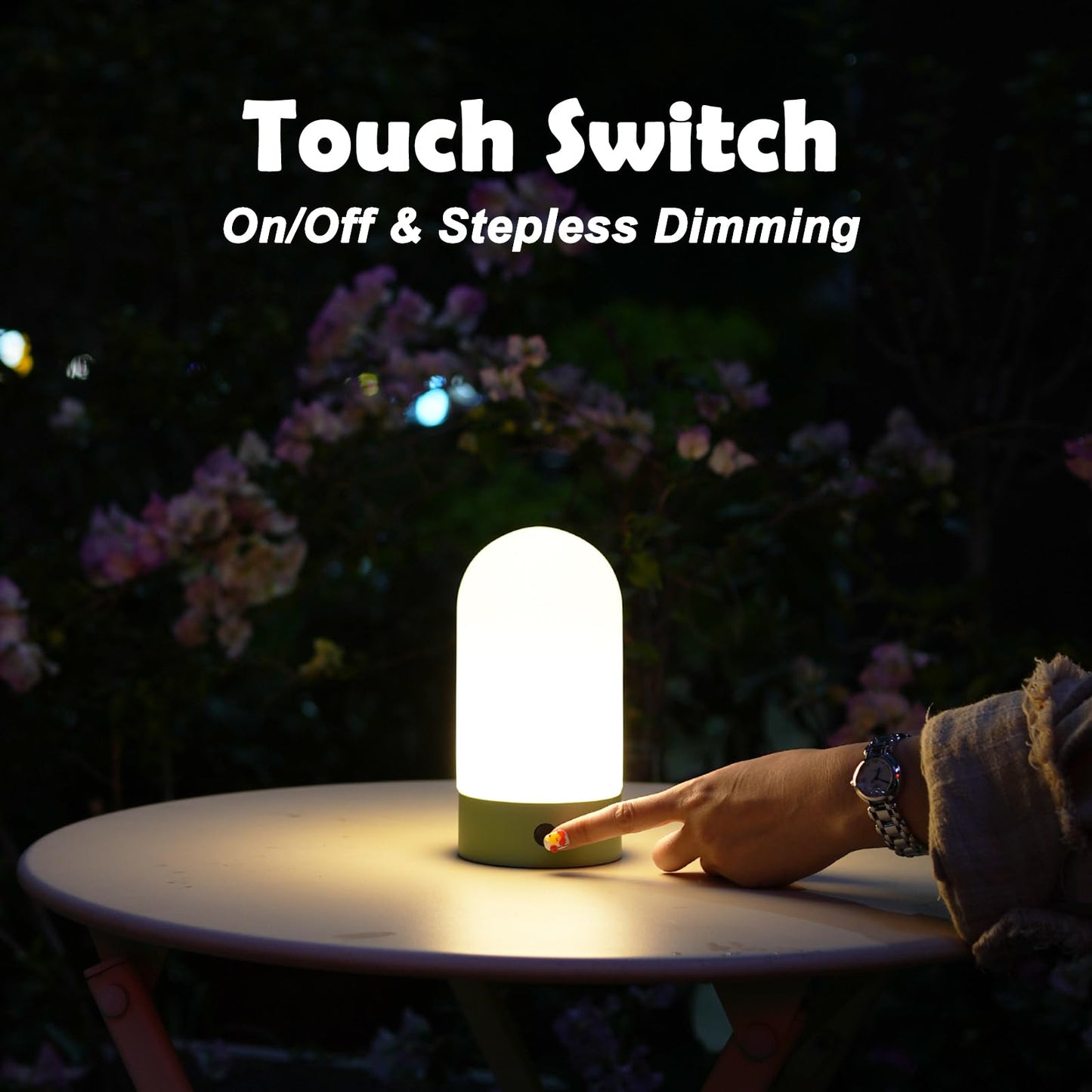 WEILAILUX Battery Operated Shower Lamp Waterproof, Small Portable Cordless Table Lamp Rechargeable, Touch Dimmable Mood Light for Home/Patio/Dining/Outdoor (Wood Grain)