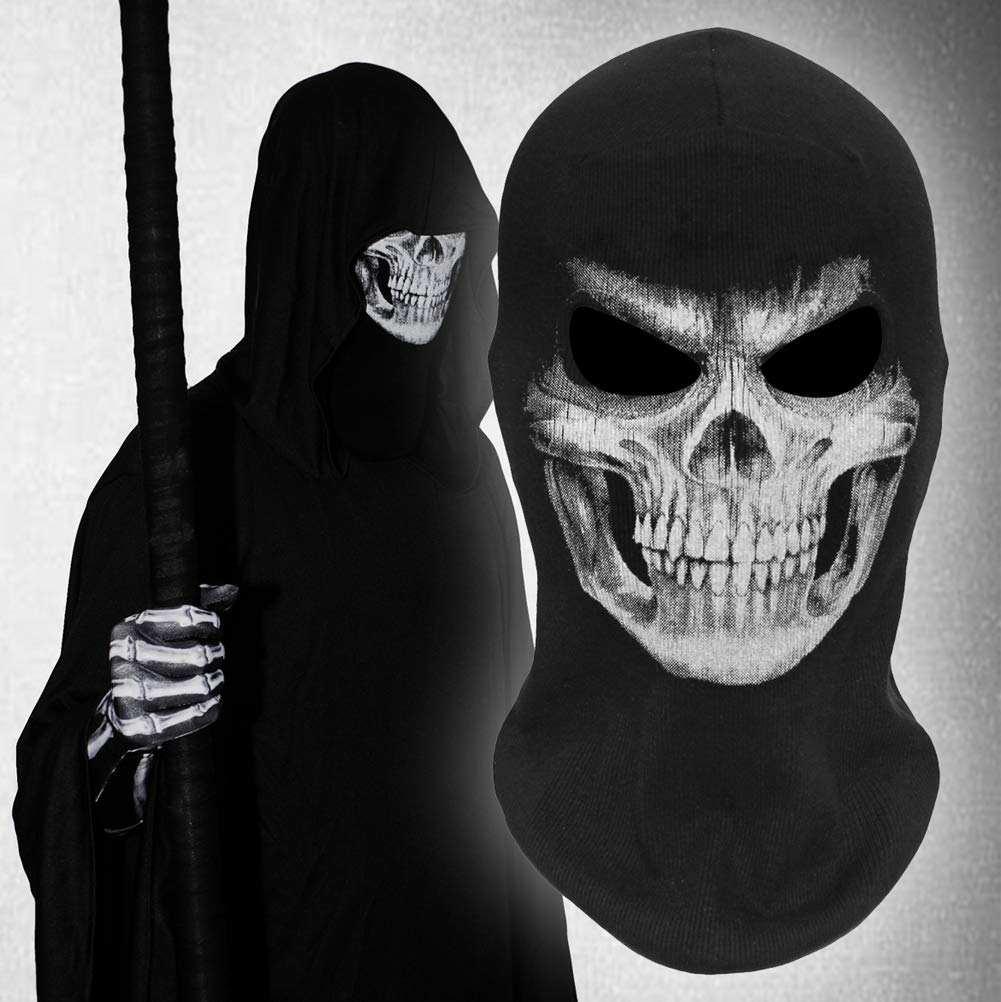 MELOP Skeleton Skull Ghost Halloween Balaclava Face Mask for Cosplay Costume Cycling Outdoor Sport Winter Warmer With Skeleton Pattern Gloves