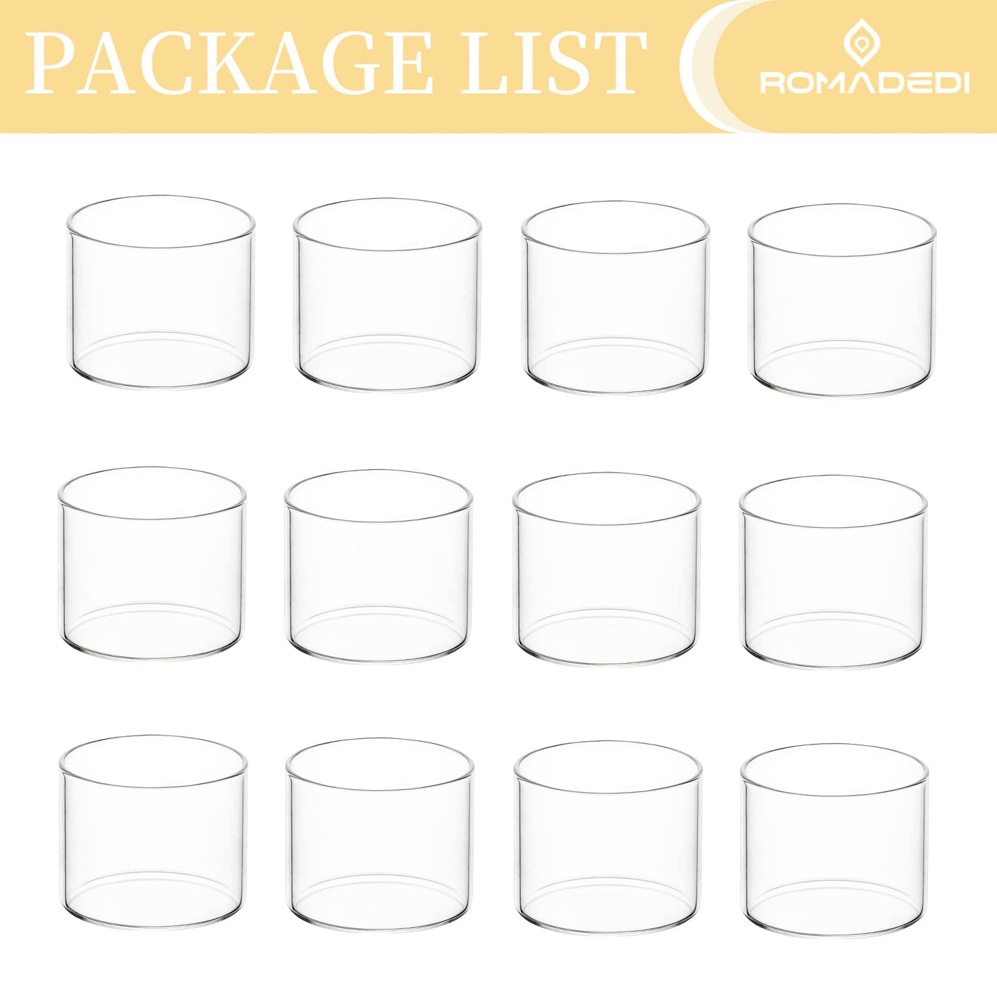 Votive Tea Light Candle Holders - Mini Clear Glass Tealight Holder as Candlelit Dinner Party Events Birthday Wedding Reception Centerpiece Decor Accessories, 10pcs+Extra 2