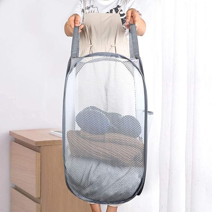 2 Pack Pop Up Laundry Hampers, Collapsible Mesh Laundry Basket, Foldable