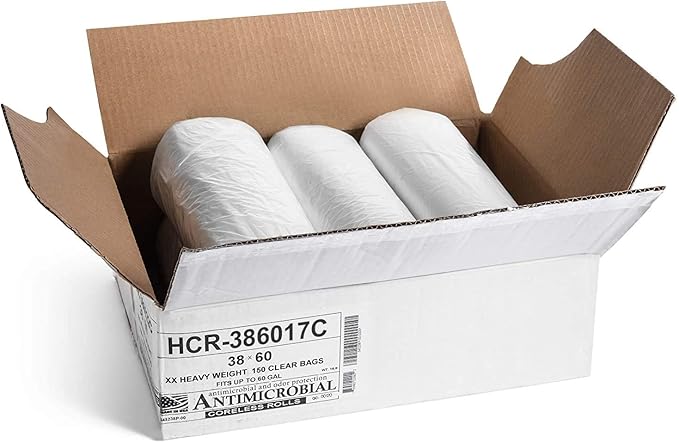 Aluf Plastics High Density Trash Bags, 60 Gallon, 17 Micron,