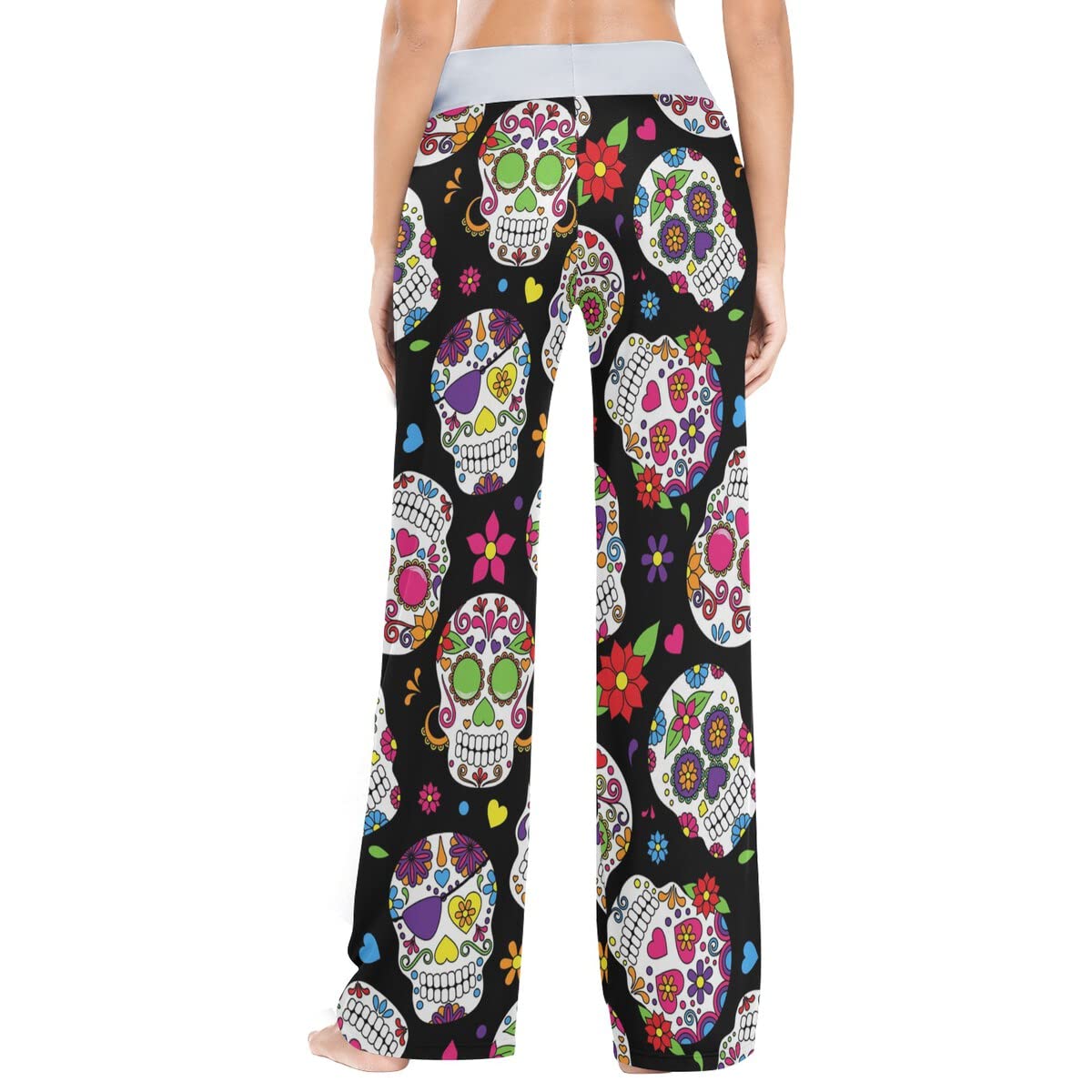 vvfelixl Women'S Pajama Pants Halloween Skulls Sleepwear Lounge Pajama Bottoms Black L