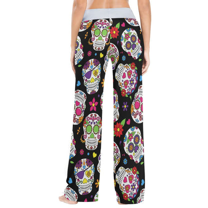 vvfelixl Women'S Pajama Pants Halloween Skulls Sleepwear Lounge Pajama Bottoms Black L