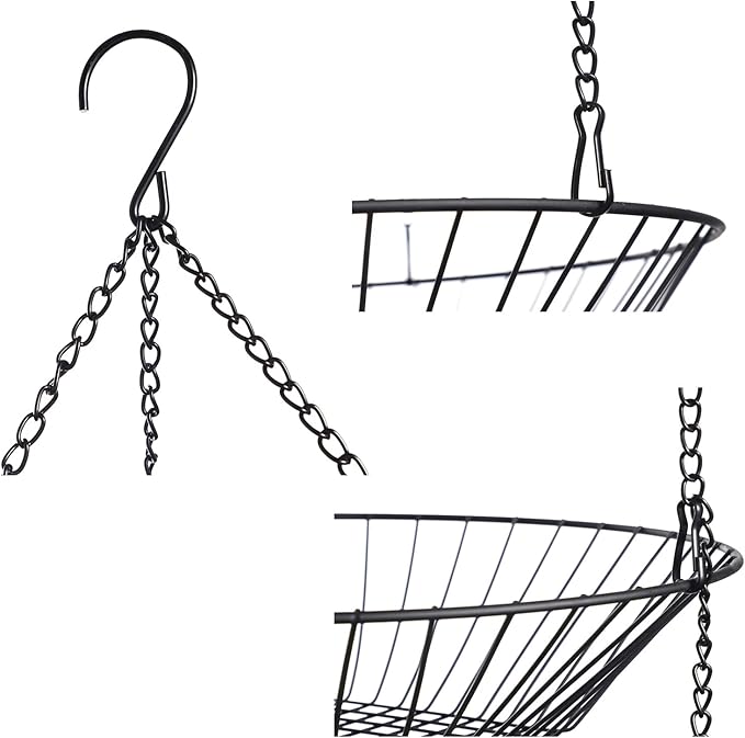 3-Tier Wire Fruit Hanging Basket 2 Packs, non-Punching Wall Hanging Storage