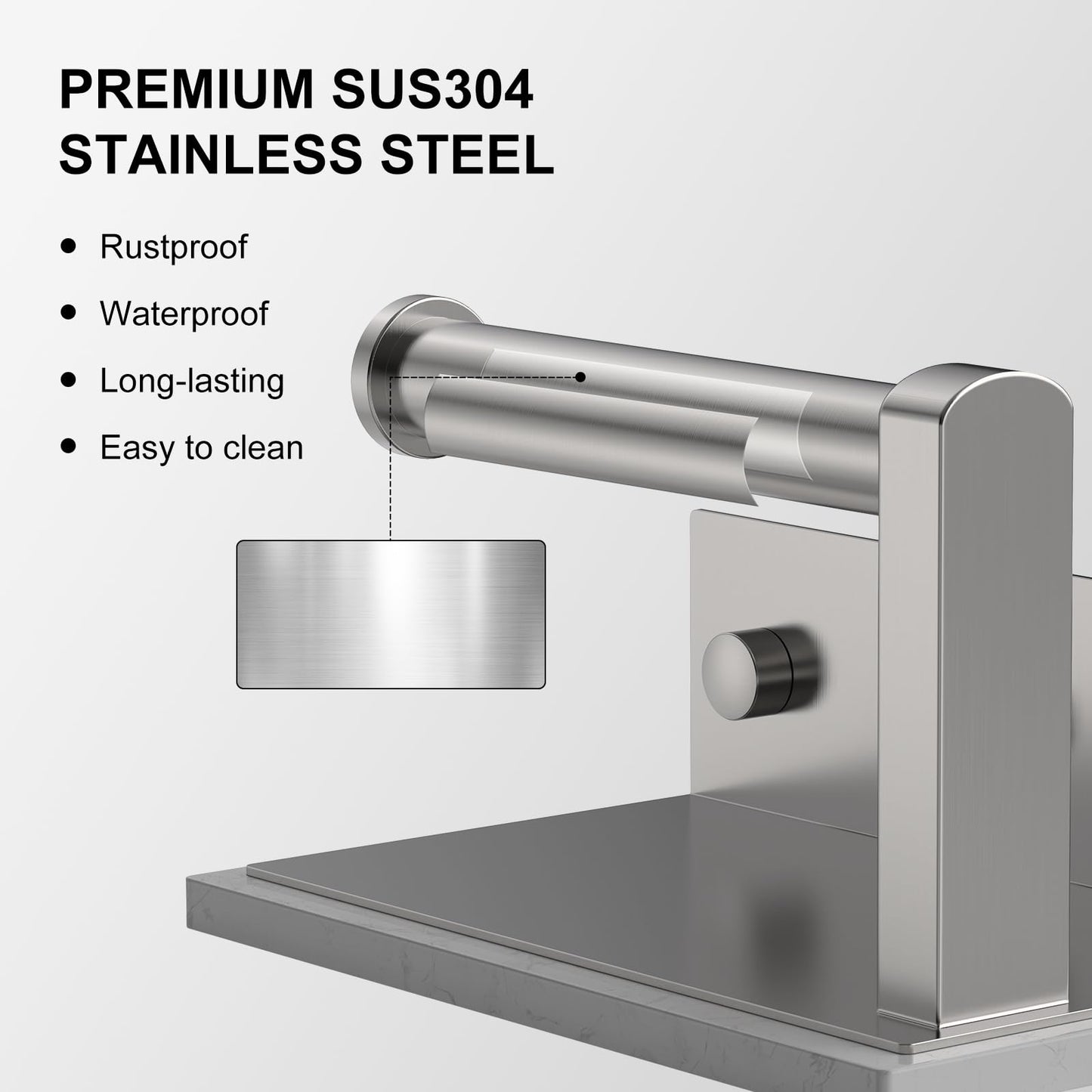 BATHLAVISH Toilet Paper Holder with Marble Shelf, 304 Stainless Steel Tissue Hand Holder Wall Mounted Toilet Paper Roll Hold with Phone Shelf for Bathroom Kitchen Washroom Bedroom, Brushed Nickel