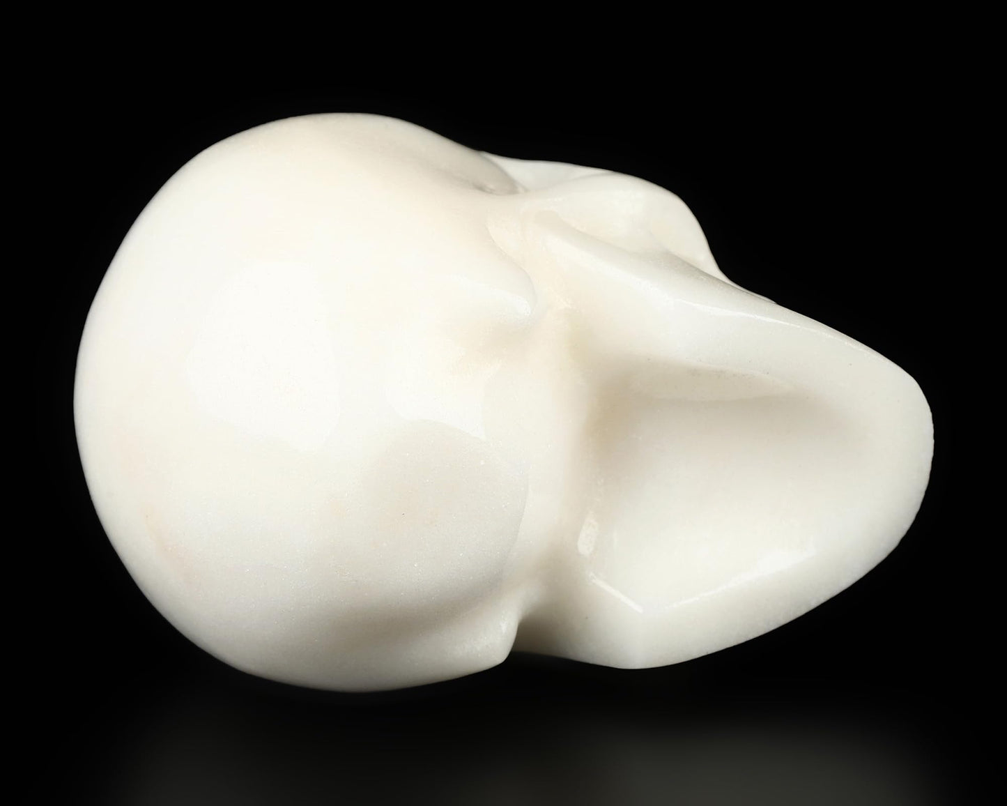 Skullis 2.0" White Jade Crystal Skull, Hand Carved Gemstone Fine Art Sculpture, Reiki Healing Stone Statue.