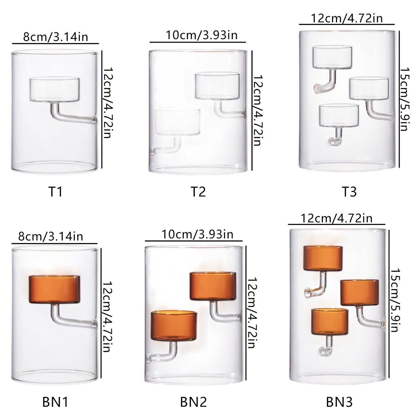 Windproof Cylindrical Glass Tiered Tealight Holder Elegant Wedding Parties Decors Table Centerpieces Accessories Clear Glass Pillar Stand