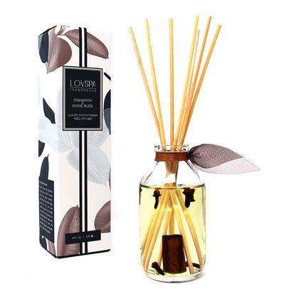 LOVSPA Reed Diffuser Set, Smoked Vanilla Scented Oil Diffuser with Sticks, Home Fragrance Accessories for Bathroom Shelf Decor, Aroma Diffusers for Home or Office Fall Decor, USA Made