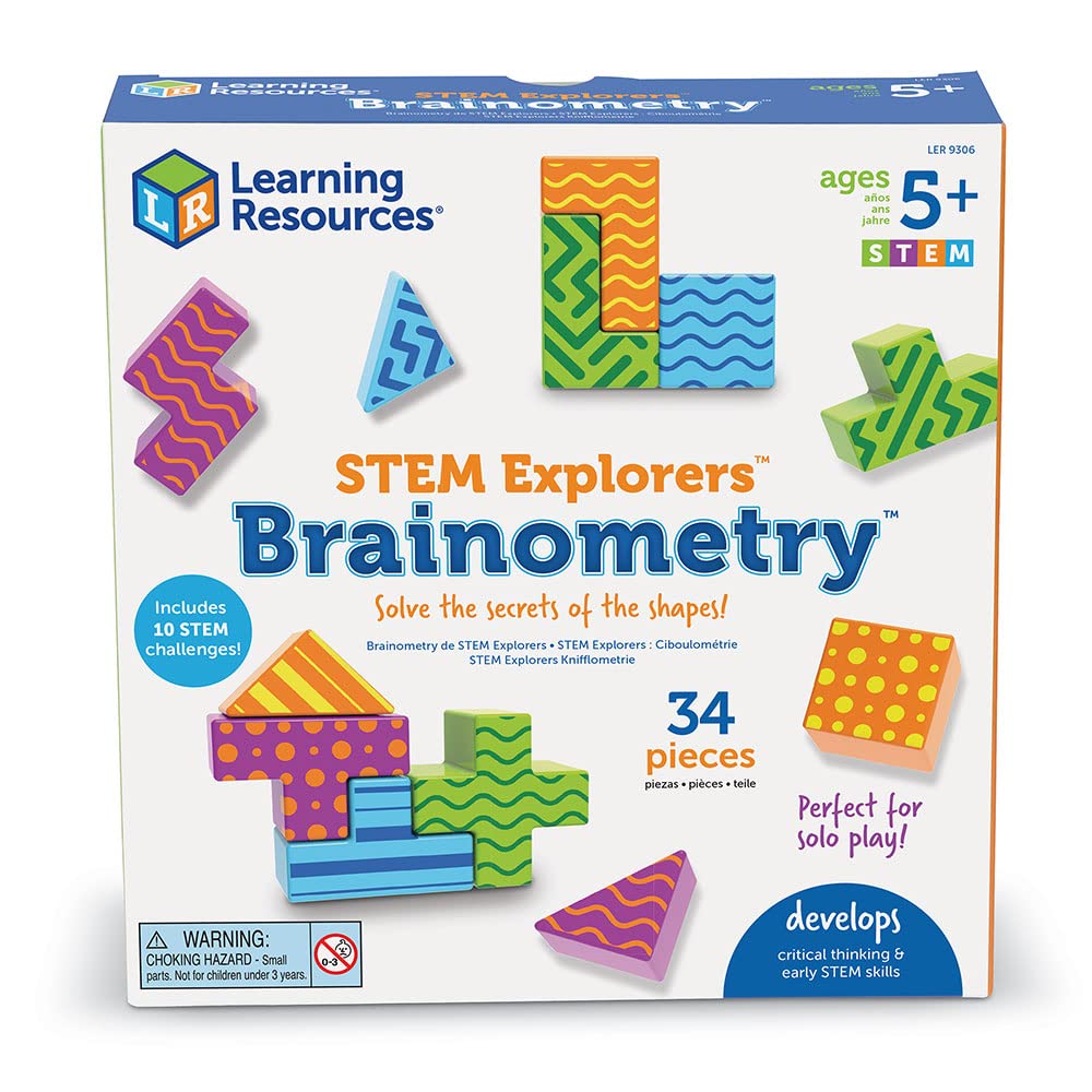 Learning Resources STEM Explorers Brainometry Age 5+, Critical Thinking & STEM Skills 3D Puzzle Game for Kids, 10 STEM Challenges, Ages 5+