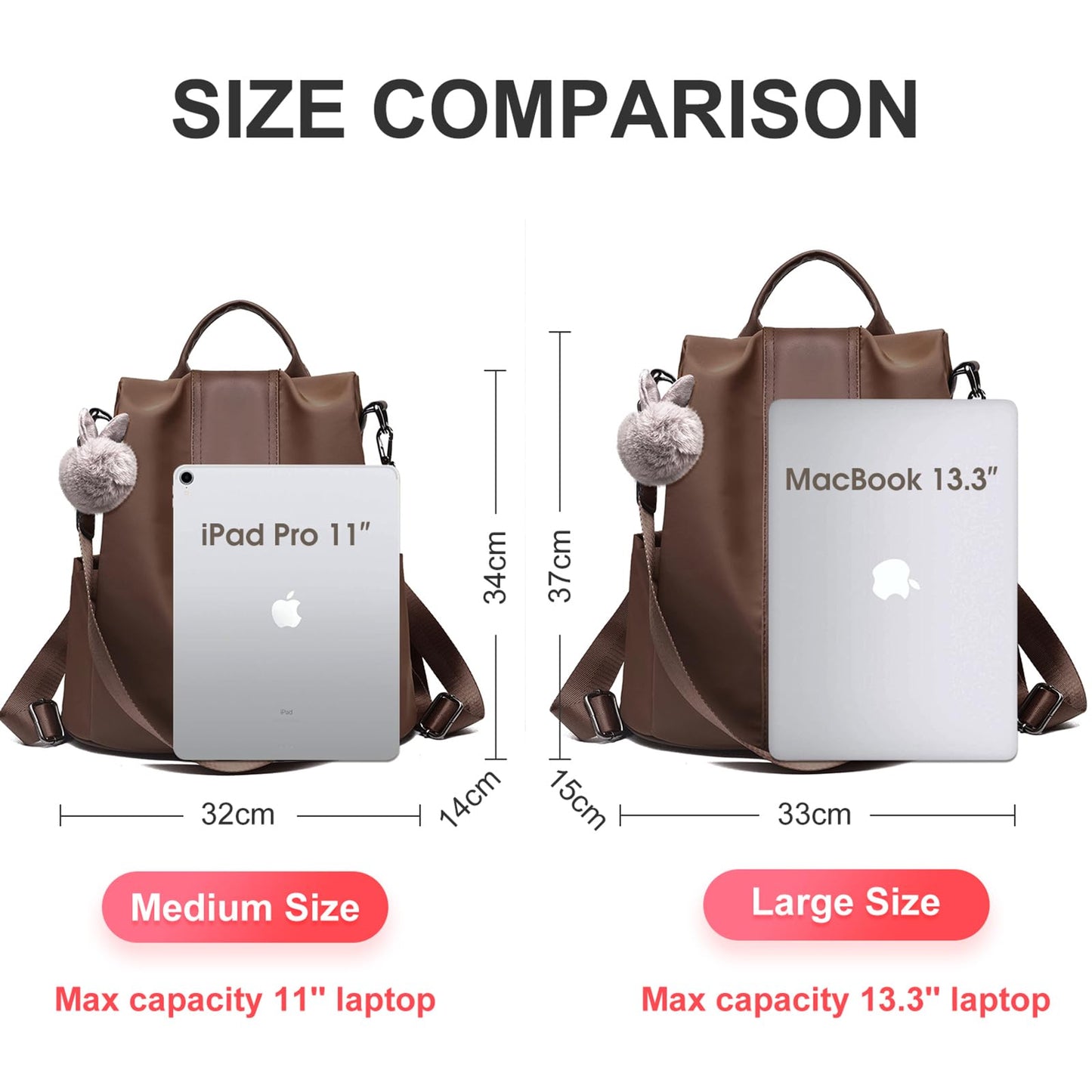 Charmore Women Backpack Ladies Rucksack Waterproof Nylon School bags Anti-theft Daypack Shoulder Bags