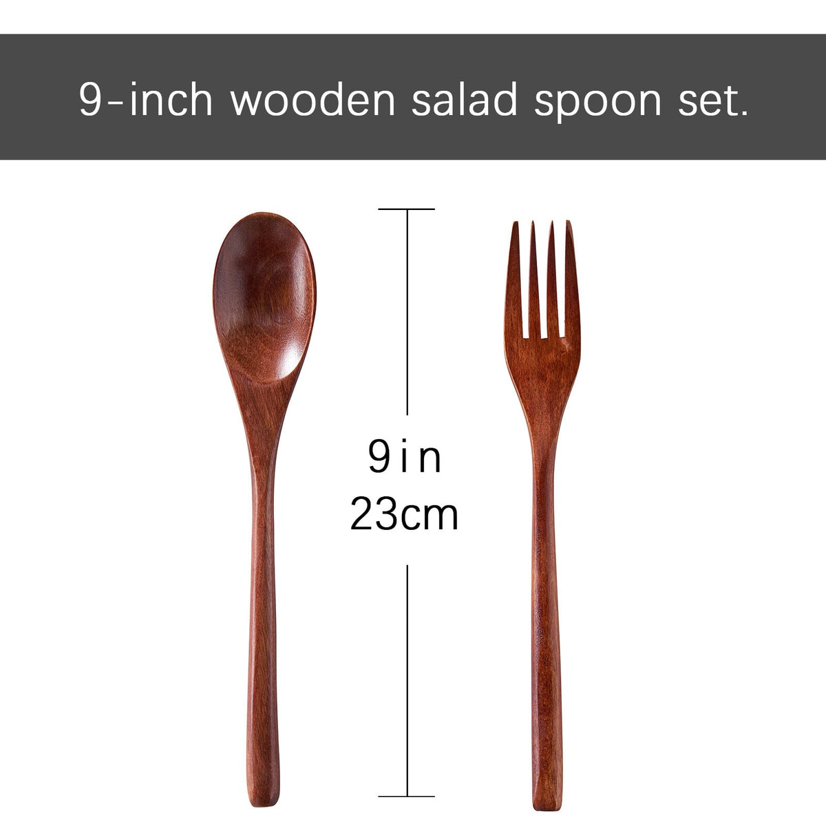 LiTY Glass Salad Bowl Set, 9″ Medium Salad Servers with Acacia Wood Base and Salad Serving Utensils, for Party, Fruits, Popcorn, Chips, Pasta, Kitchen Must-Have