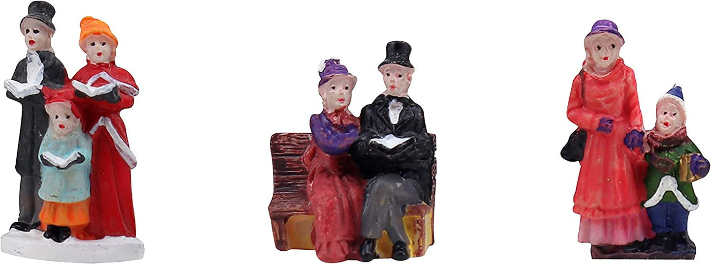 Resin Christmas Village Set with Figurines, Houses, and Accessories – Perfect for Indoor Holiday Decor and Snow Village Displays