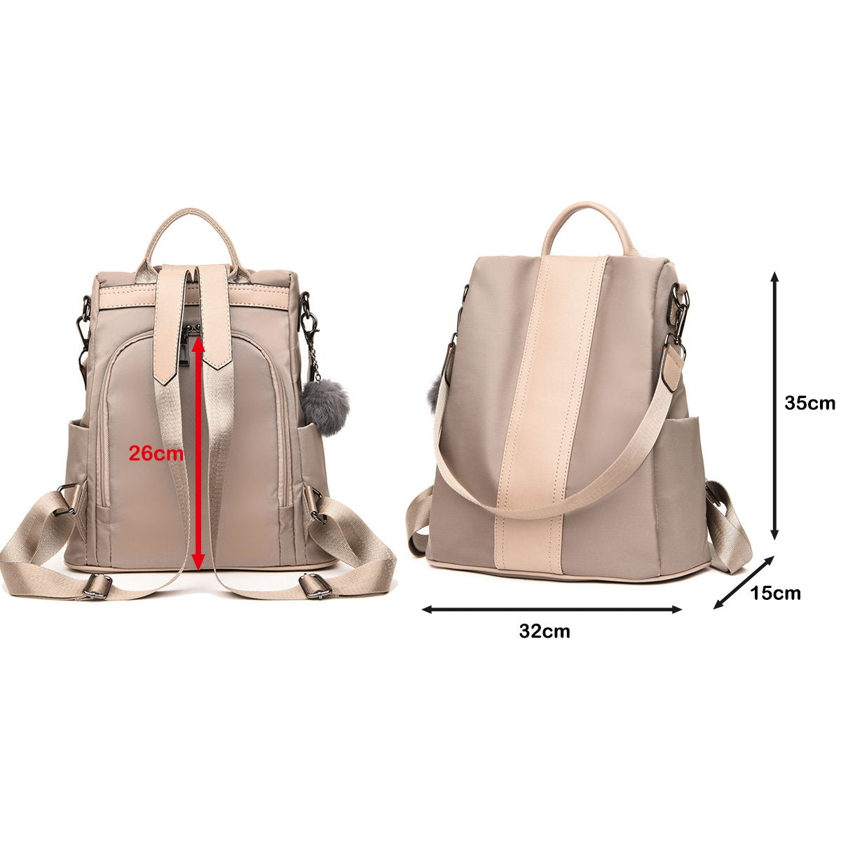 LOSMILE Women's Backpack, Rucksack Nylon School Bag Ladies Handbag Shoulder Bags Lightweight Daypack Anti-Theft Bags