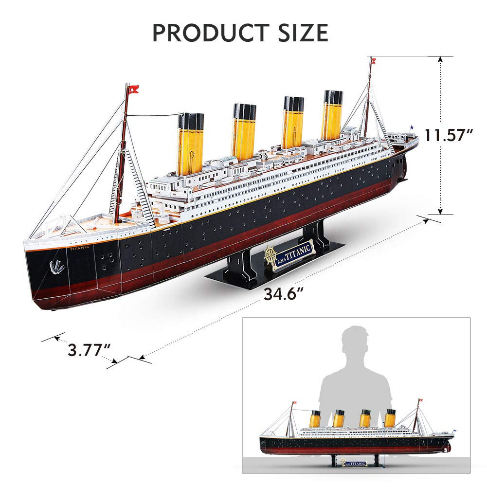 CubicFun LED 3D Puzzle, 88 cm, Titanic Ship Model Toys for Adults and Teens, 266 Pieces