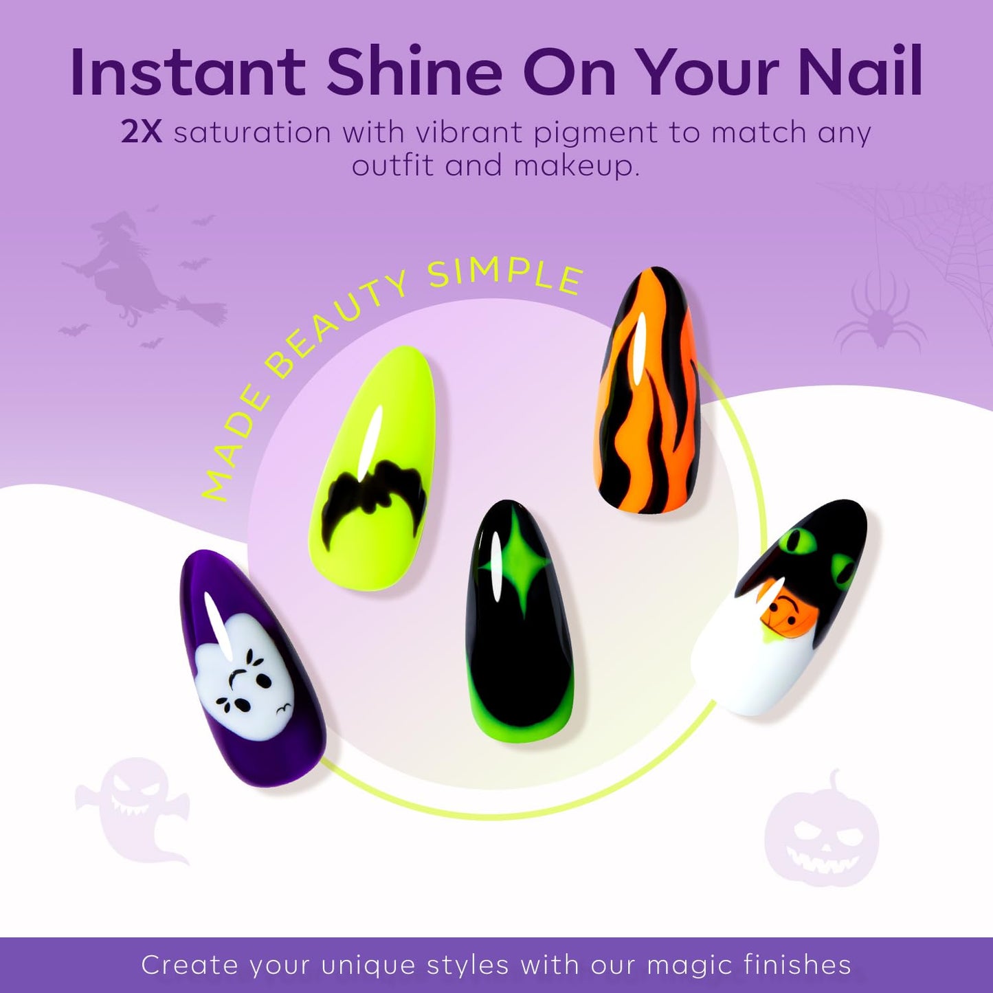 modelones Gel Nail Polish Set 6 Colors 2025 Halloween Hocus Pocus Collection Glow in the Dark Neon Green Orange Purple Red Black Gel Polish Set Fall Soak Off LED Nail Art Kit Gift with Nail Stikers