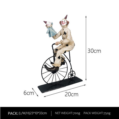 SXSZZXL Clown Statue 12 Inch Creative Circus Clown Resin Sculpture Handmade Crafts Tabletop Decoration for Halloween Home Decor (Large)