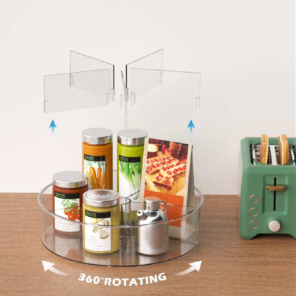 Lazy Susan Turntable Spice Rack Organizer, Food Storage Container Rotating Condiments Spinning Organizer for Kitchen Cabinets Pantry Refrigerator Countertops,Set of 2