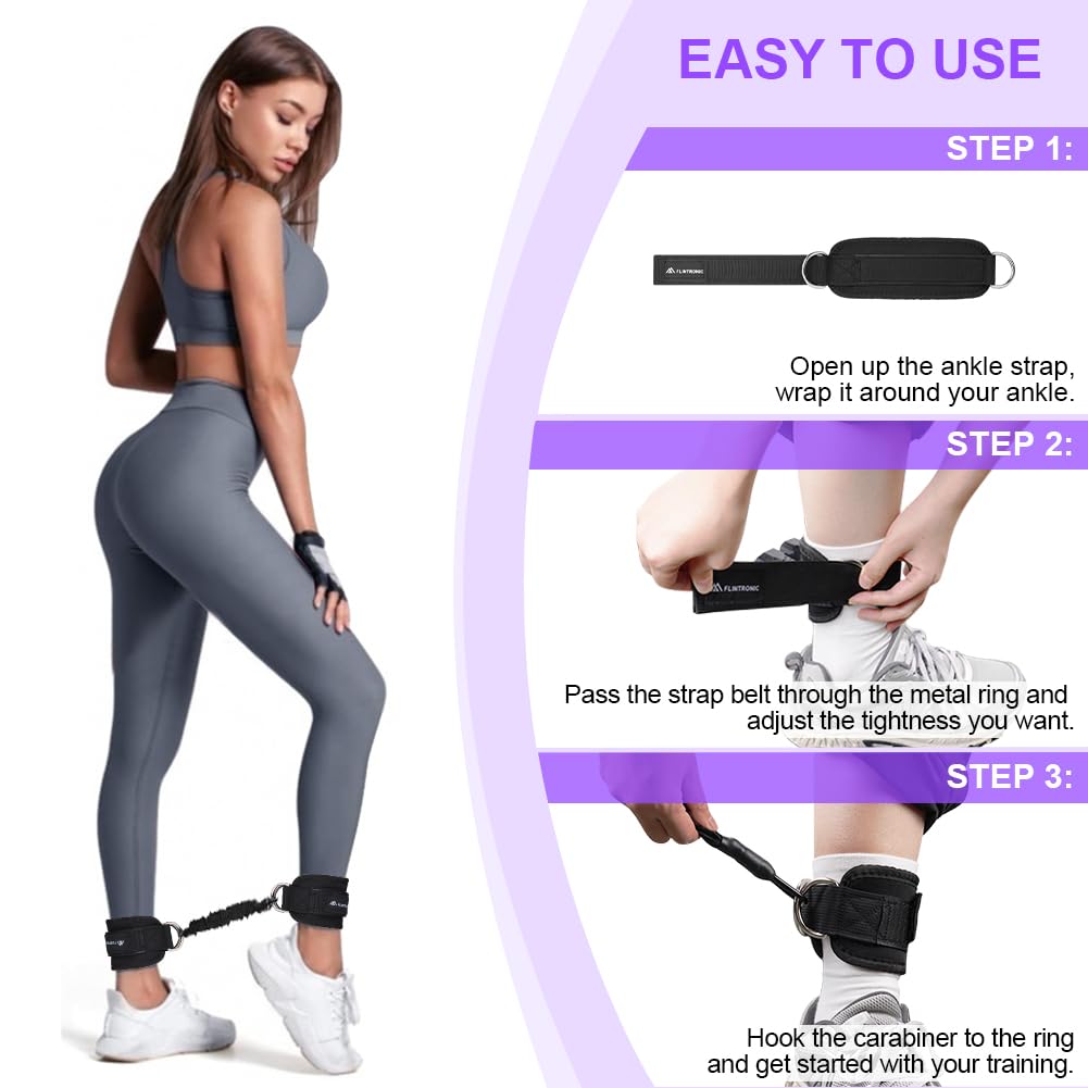 flintronic Resistance Bands Set, Ankle Resistance Bands, Gym Cuffs with Double D-Ring, Resistance Bands Set with Ankle Straps, for Muscle Shaping Home Workouts and Fitness Training